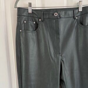 7 for all Mankind Dark Green Leather Pants